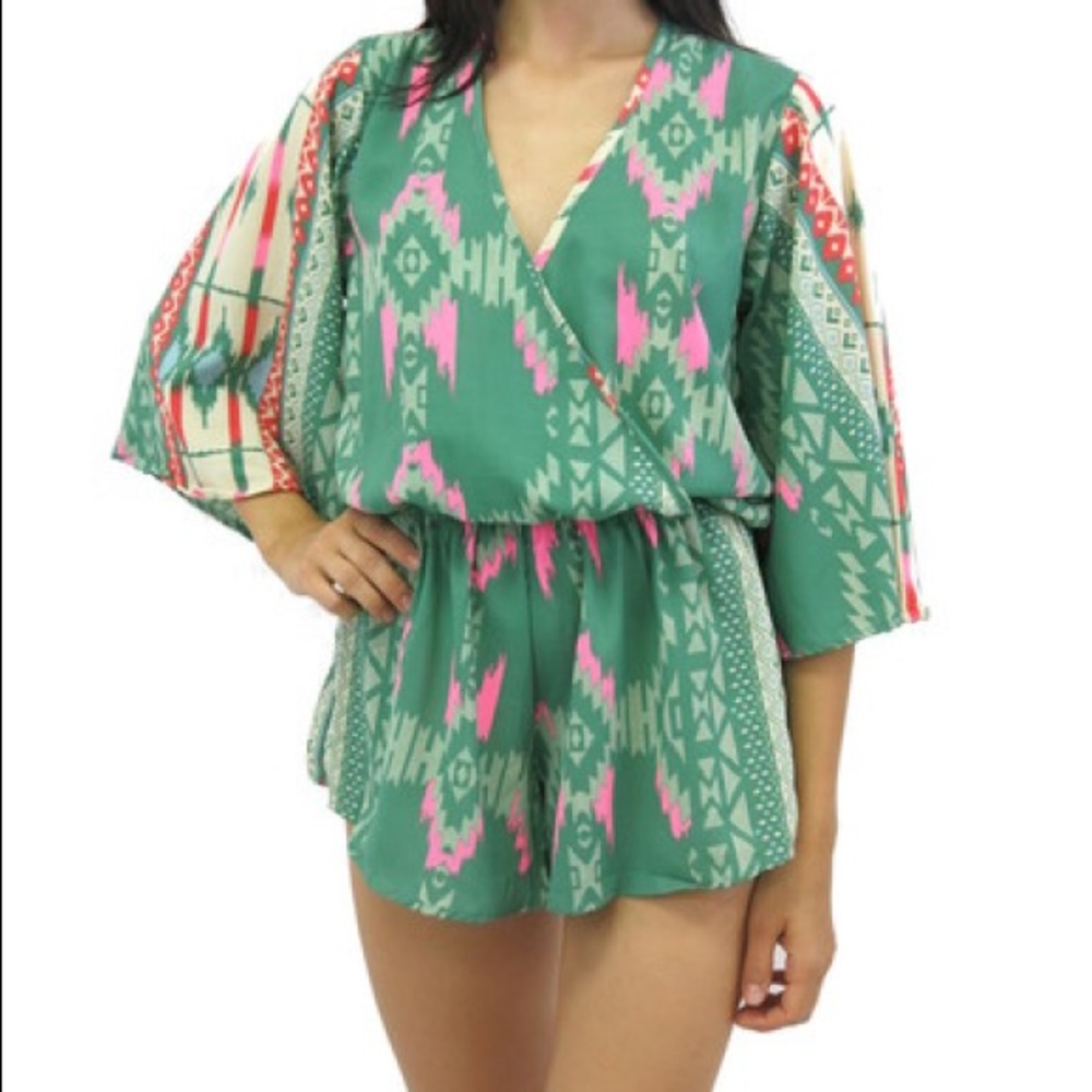 Elan Pink & Green Santa Fe Romper